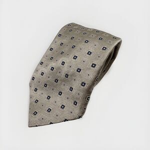 Jos A Bank Signature Collection Tie Mens One Size Taupe Geometric Necktie NEW
